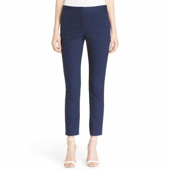 Diane Von Furstenberg Blue Gennifer Two Stretch Cotton Cropped Trouser Size 6 - Picture 3 of 12